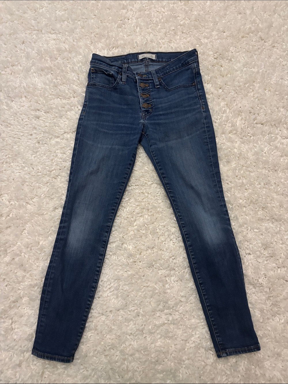 Madewell Dark Blue High-Rise Button-Fly Skinny Jeans